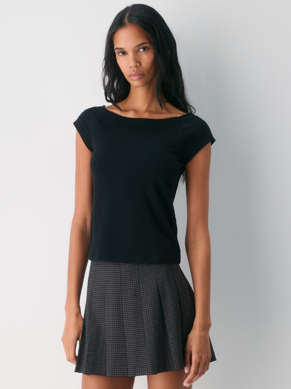 Sunday Best Black Cap-Sleeve Crop Top